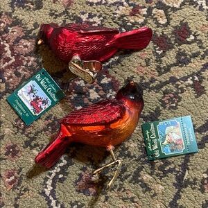 Old World Christmas Red Glass Cardinal Clip-On Bird Ornament
